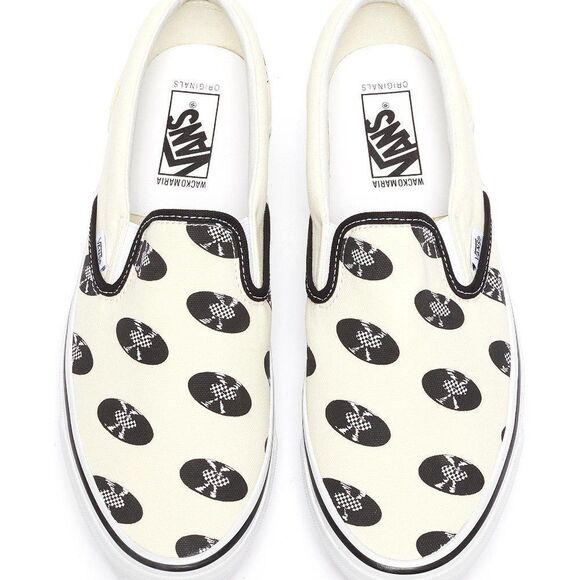 VANS X WACKO MARIA 'OG CLASSIC LX' VINYL GRAPHIC PRINT SLIP-ON SNEAKERS - Picture 3 of 10
